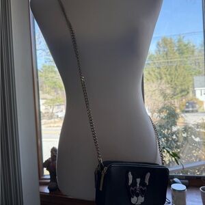 kate spade Black Crossbody Bag with Embroidered French Bulldog